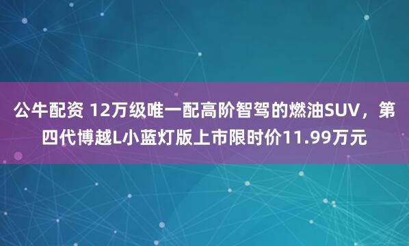 公牛配資 12萬(wàn)級(jí)唯一配高階智駕的燃油SUV，第四代博越L小藍(lán)燈版上市限時(shí)價(jià)11.99萬(wàn)元